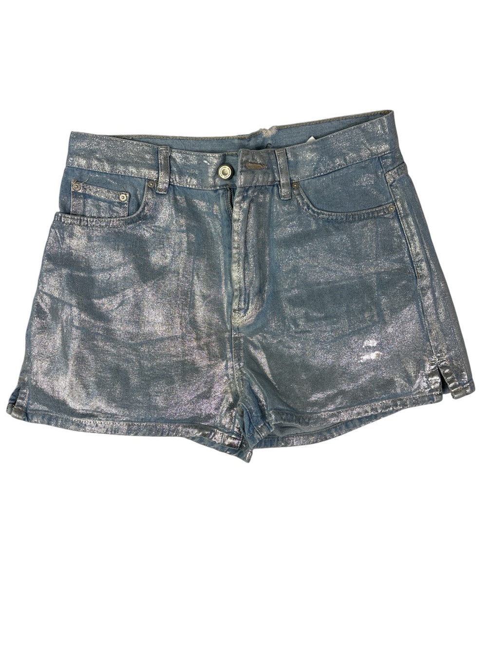 Seven Sisters‎ Metallic Shimmer High-Rise Women's Denim Shorts